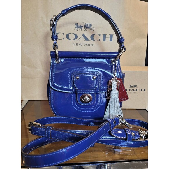 Coach Handbags - Coach Vintage Willis Midnight Royal Blue Patent Leather Bag Legacy Crossbody